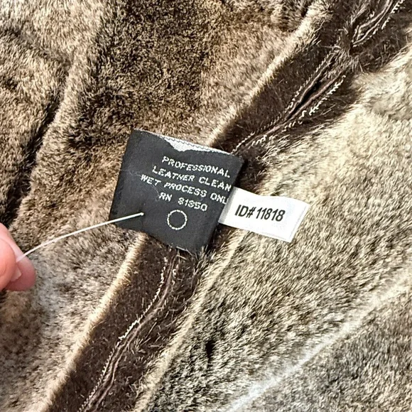 Express Y2K Penny Lane Genuine Suede Leather Faux Fur Coat reversible L - Picture 7 of 8